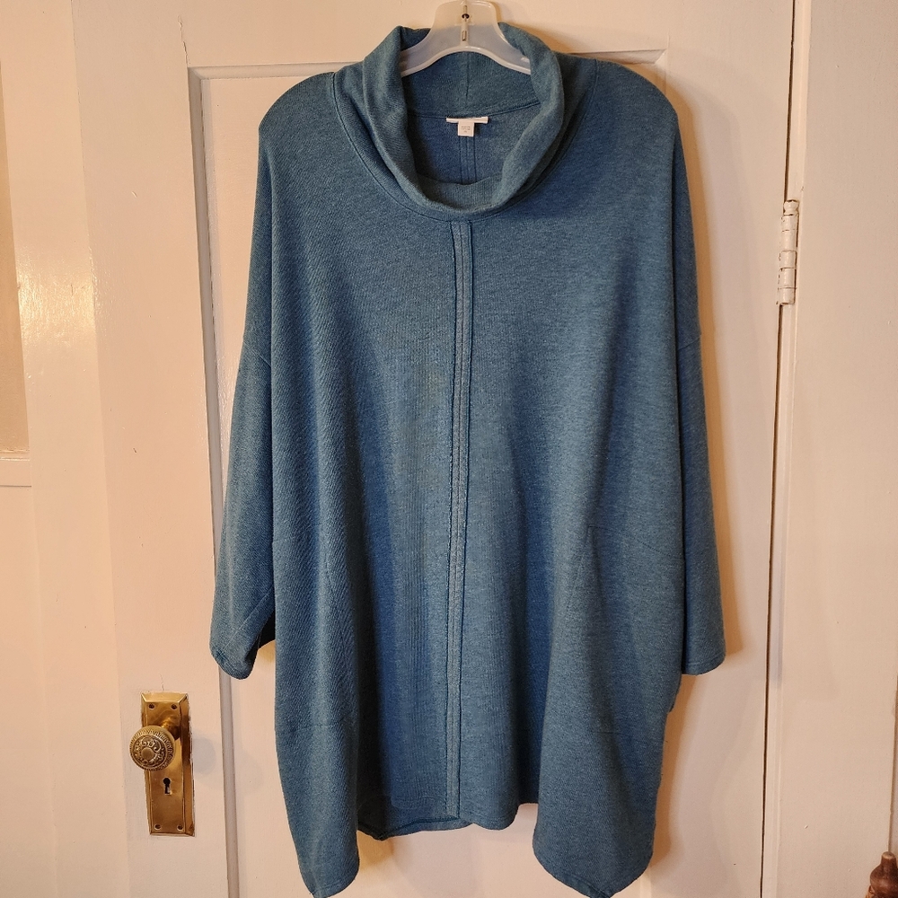 Pure Jill Knit Cowl Neck Double Pocket Tunic Top/Sweater, Womens XL, Teal